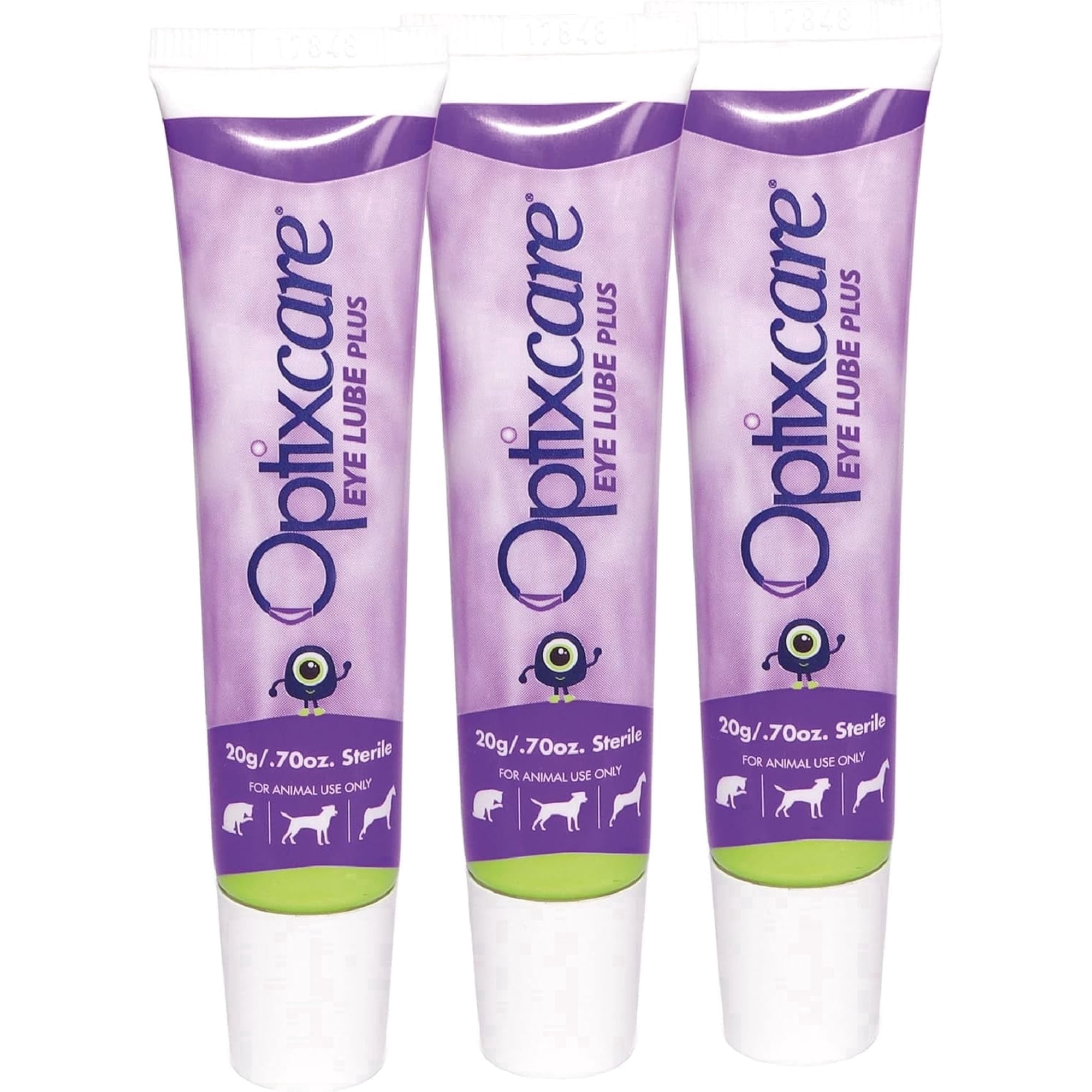OptixCare Eye Lube Plus with Hyaluron Lubricating Eye Gel for Dogs Cats & Horses 20g Tubes Pack of 3