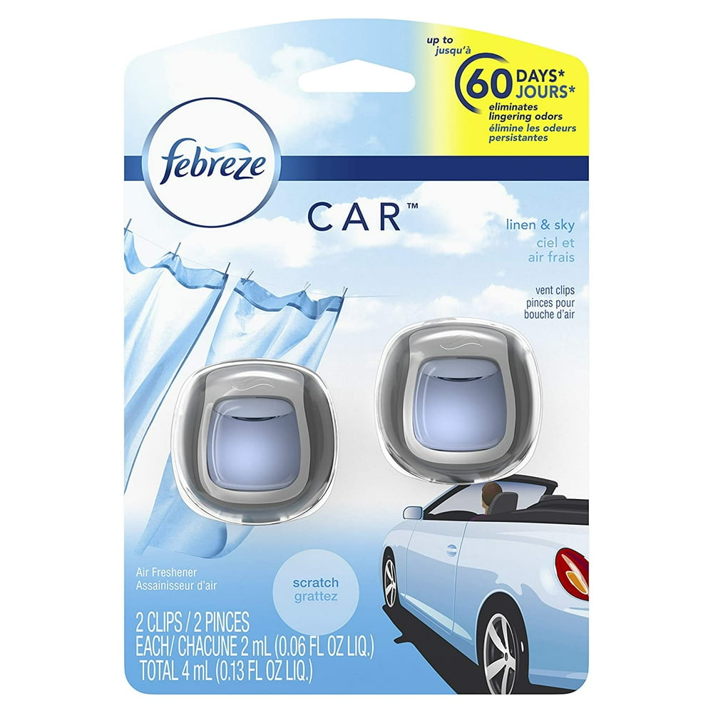 Febreze Car Air Freshener Linen & Sky (2 Count, 0.13 Oz)