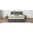 thumbnail image 5 of DreamBuck King Size Bed Frame with Storage Headboard, Upholstered Platform Bed with 2 Drawers and Twin Trundle, Modern Practical Bed Frame for Adults, No Box Spring Needed, Easy Assembly, Gray, 5 of 9
