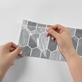 thumbnail image 4 of 6Sheets Waterproof Tiles Stickers Wall Decals 11.81'' x 5.91'' Gray White Mosaic Brick Pattern Peel and Stick Kitchen Backsplash, 4 of 8