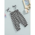 thumbnail image 3 of Spewahor Baby Girls Casual Jumpsuit, Brown Checkerboard Plaid Pattern Sleeveless Tie-up Strap Romper, 3 of 8
