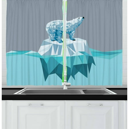 Polar Bear Curtains 2 Panels Set, Fractal Style Polar Bear ...