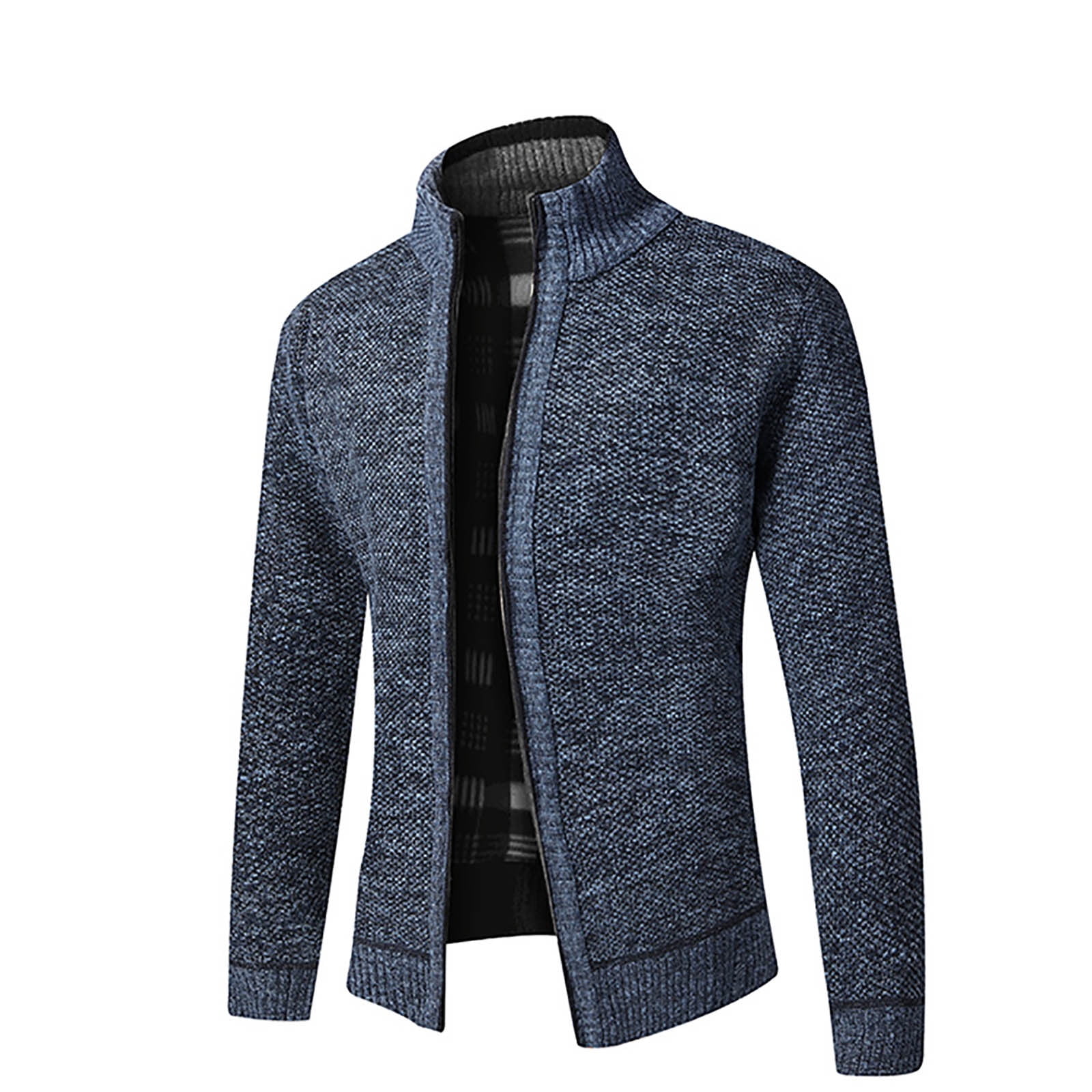 XFLWAM Men s Cardigan Sweaters Stand Collar Full Zip Up Slim Fit
