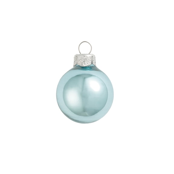 28ct Shiny Baby Blue Glass Ball Christmas Ornaments 2" (50mm)