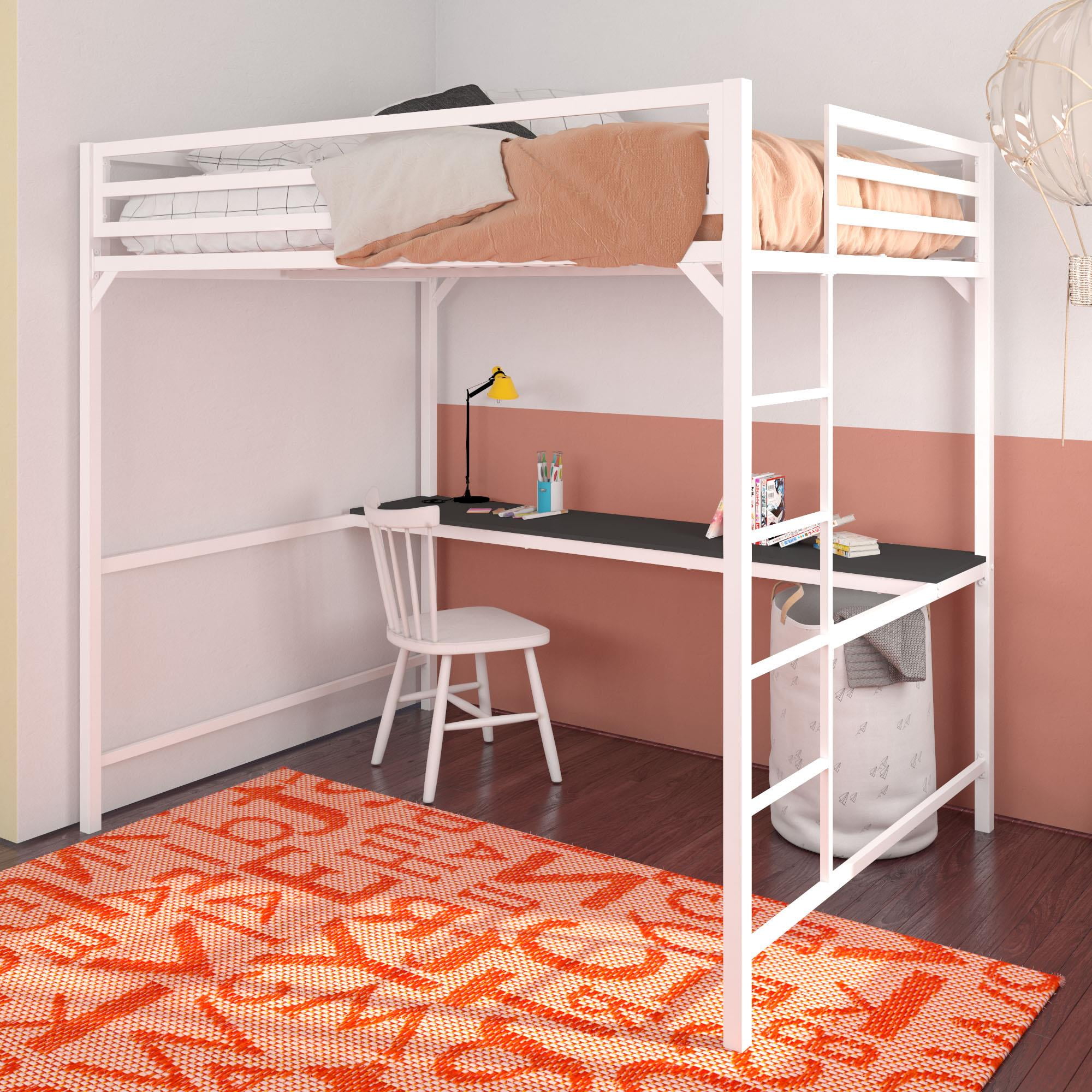 DHP Miles Metal Full Loft Bed with Desk, Multiple Colors