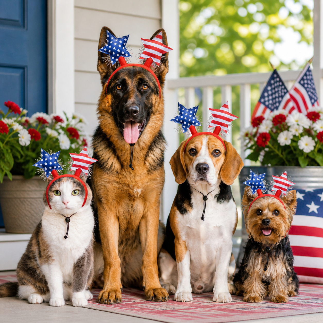 Vibrant Life Stars Pet Headband for 4th of July, Red White Blue, Medium/Large