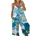 thumbnail image 1 of Combinaison Large d'Été pour Femmes, Bretelles Froncées, une Pièce, Élégante, Décontractée, Ample, Vacances, 1 of 5