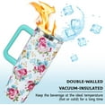 thumbnail image 5 of 30 Oz Floral Tumbler with Handle and Straw, Floral Insulated Stainless Steel Coffee Travel Cup Mug Water Bottle, Unique Flower Gifts for Women, 5 of 6