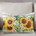 thumbnail image 3 of Sunflower Throw Pillow Cover 24 x 36 Inch Decorative Pillow Cover Yellow Summer Flower Sage Green Stripe Lumbar Pillowcase Seasonal Rectangle Cushion Case for Couch Sofa Bed Living Room, 3 of 7