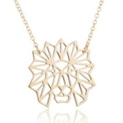 YellowDell Cross-border Hollow Origami Lion Head Necklace Ladies Birthday Gift Necklace silver