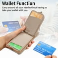 thumbnail image 3 of ELEHOLD for iPhone 12 Pro / 12 Luxury Leather Wallet Case with Back Flip Card Slots RFID Blocking Zipper Cash Pocket Stand Function Ring Holder Support Magnetic Car Mount Shockproof Case,khaki, 3 of 9