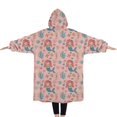 thumbnail image 2 of Oversized Wearable Blanket Hoodie,Mermaid Princess Sea Pattern Sherpa Blanket Hoodie with Super Pockets,Super Warm Fuzzy Pullover for Women & Men, 2 of 6