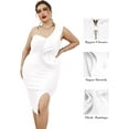 thumbnail image 3 of One Shoulder Ruffle Dress Side Split Bodycon Bandage Dress Wedding Guest Dress, 3 of 6