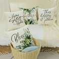 thumbnail image 5 of Eucalyptus Leaves Pillow Covers 16x16 Set of 4 Quote Home Sweet Home Happy Place Spring Pillows Decorative Throw Pillows Pillowcase Summer Decorations Farmhouse Decor for Couch Sofa, 5 of 6
