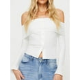 thumbnail image 3 of Biezeib Women T-shirt Long Sleeve Off-shoulder Tops Backless Button Closure Slim Fit Ladies Clubwear, 3 of 6