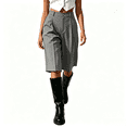 thumbnail image 3 of Asgosdo Bermuda Shorts for Women High Waisted Button Knee Length Casual Business Dress Shorts with Pockets, 3 of 6