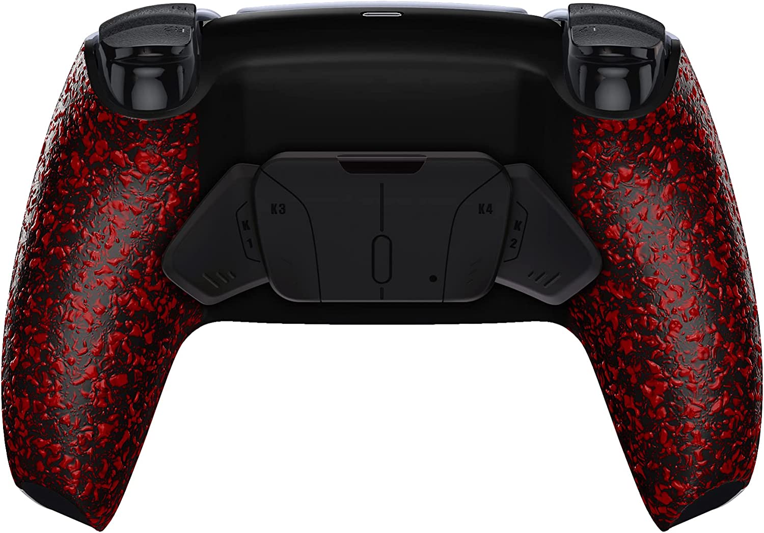eXtremeRate Textured Red Programable RISE4 Remap Kit Upgrade Board & Redesigned Back Shell & 4 Back Buttons for ps5 Controller BDM-030/040
