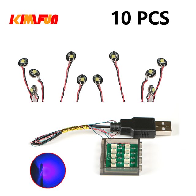 10 piezas de bloques de construcción LED RGB de 0,8 mm con pines, lámpara USB, farola de bricolaje, decoración eléctrica de ciudad, juguete de ladrillo 1x1, compatible con todas las marcas