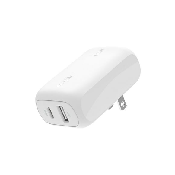 Belkin BoostCharge 42W Dual Port Wall Charger, USB-C + USB-A Charger Fast Charging for iPhone 15, 15 Plus, 15 Pro, 15 Pro Max, 14, 14 Pro Max, iPhone 13, Galaxy S23 Ultra, iPad, AirPods & More - White, PD 42W PPS USB-C WALL CHARGER, WHT