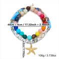 thumbnail image 3 of PISONIC Women Colorful Round Beaded Necklace with Printed Scarf Ribbon & Gold Starfish Pendant, Boho Summer Statement Collar Necklace, 3 of 6