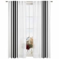 thumbnail image 2 of Black White Stripe, Semi Sheer Window Curtains 108 Inches Long, Abstract Geometric Rod Pocket Voile Silky Chiffon Curtain Light Filtering Drapes for Living Room, Kitchen, Bedroom, 52"x108", 2 Panels, 2 of 9