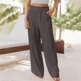thumbnail image 2 of Noarlalf Women's Pants, Womens Wide Leg Palazzo Pants High Waisted Pant Smocked Pleated Loose Fit Casual Trousers Wide Leg Pants Woman Coffee S, 2 of 5