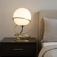 thumbnail image 7 of Table Lamp, White Glass Globe, 4 Spiral Ring Accented Base 14 Inch, 7 of 7