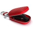 thumbnail image 5 of Car Key Leather Case, Portable Keychain Leather Case & Mini Coin Pocket, Metal Hook and Zipper, Car Key Protective Cover - A - Red, 5 of 5