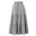 thumbnail image 7 of ZJXFGS Long Skirts for Women Summer Flared Skirts For Women Floral Maxi Skirt For Women Comfy Tiered Elastic High Waisted Skirts A Line Flowy Swing Skirt Petite Midi skirt Gray L, 7 of 7