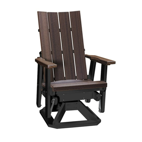 American Furniture Classics Brandon Swivel Glider in Brazilian Walnut on a Black Base