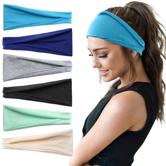 Miorin Under $5 Running Headband Non Slip, Workout Sweatbands Adjustable Sports Headband, Sweat Wicking Hair Band for Men Women, Blue Heardband