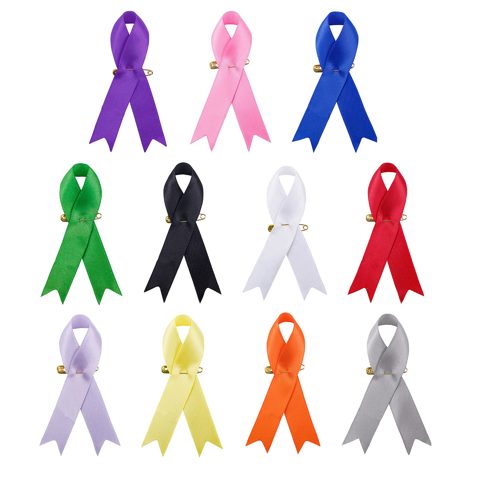 Pack of 200 Ribbon Brooches Fabric Ribbons Accessory with Safety Pins Silk Ribbons Lapel Pins Accessory for Men Women