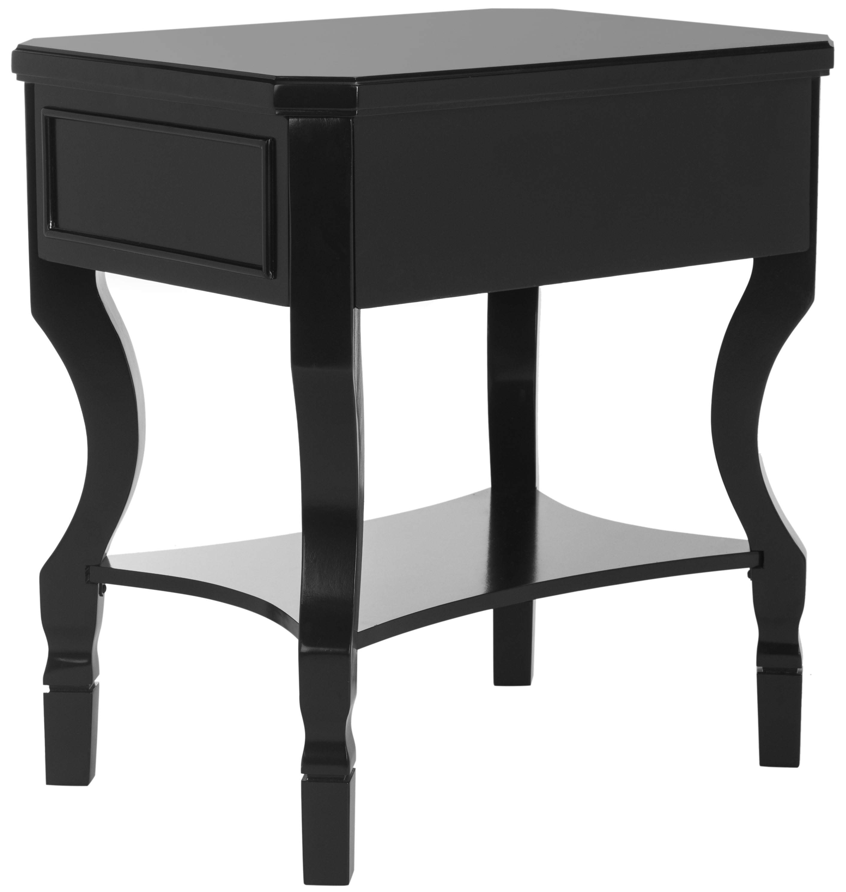 SAFAVIEH Alaia Modern Glam One Drawer Night Stand, Black