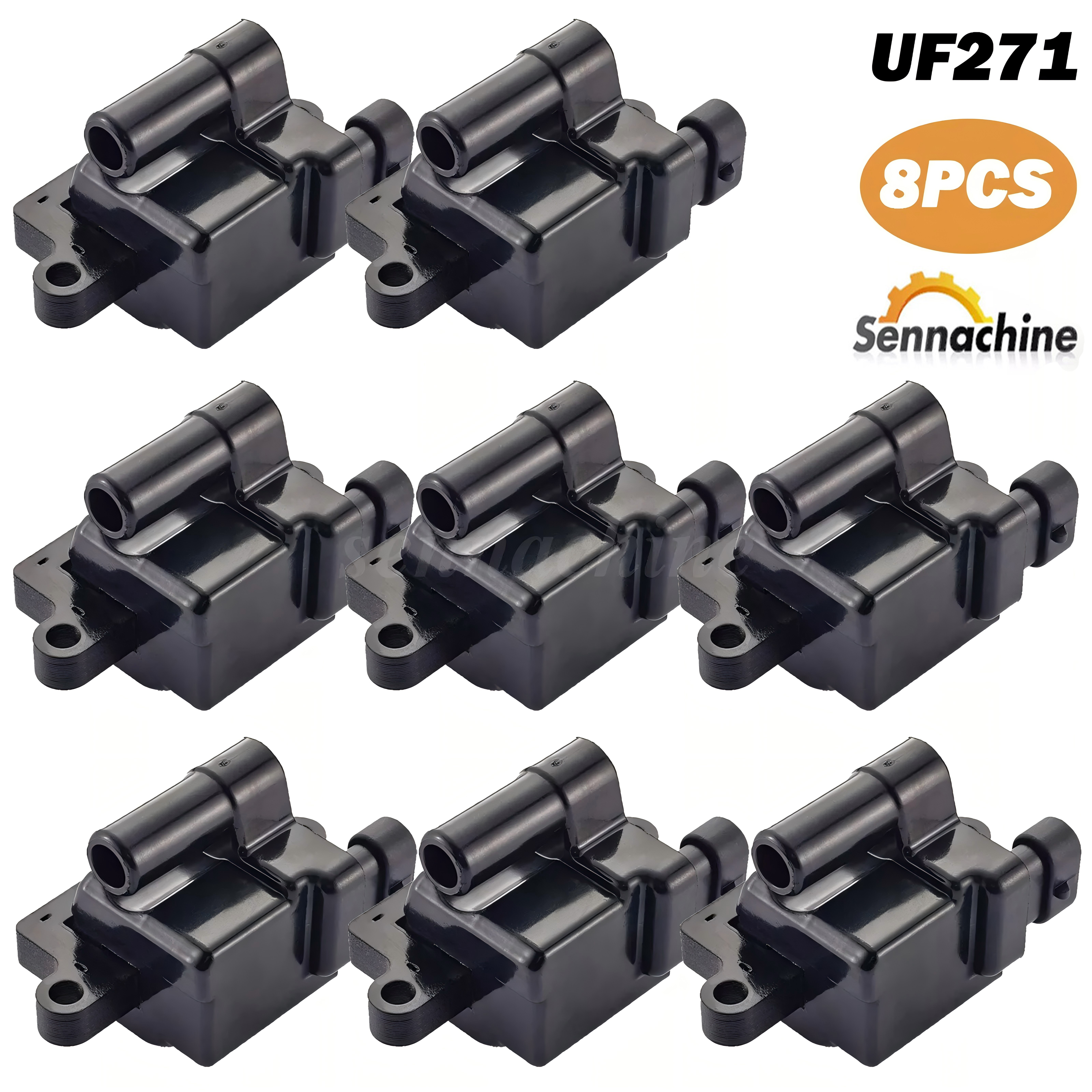 8X Round gnton Col Spark Plug Pack For Chevy Slverado GMC 4.8 5.3