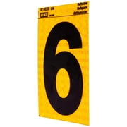 (2 pack) HY-KO 4 Yellow Self-Adhesive Reflective Number 6