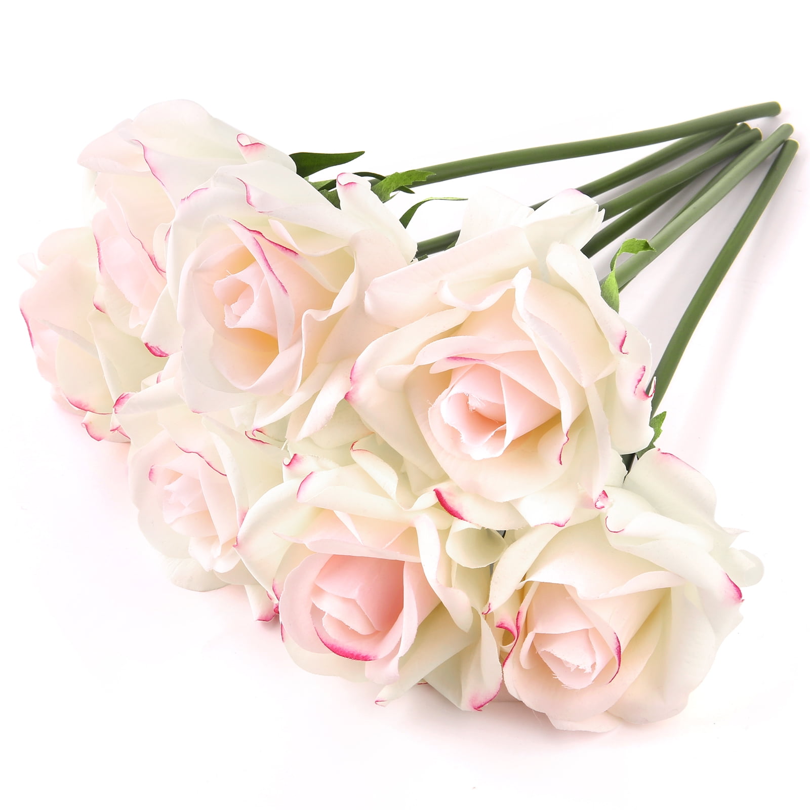 EDIMENS 7pcs Artificial Roses Flowers, Faux Silk Rose Artificial Flower, Real Touch Fake Flowers