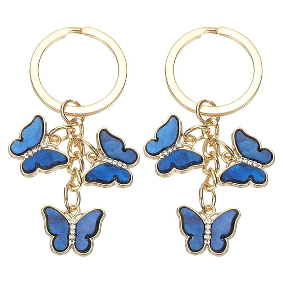 Uxcell 2Pcs Butterfly Keychain for Women, Cute Butterfly Keychain Chain Pendant Key Ring for Women Purse Bag Backpack Handbag Accessories Party Favors Birthday, Blue