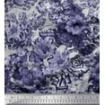 thumbnail image 1 of Soimoi Purple Cotton Duck Fabric Stripe & Floral Printed Craft Fabric by The Yard 42 Inch Wide, 1 of 1