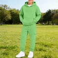 thumbnail image 2 of Ulanda Boys 2 Piece Outfits Sweatsuit Hoodie and Sweatpants Tracksuit Athletic Jogger Sets Toddler Kids Matching Sets (Green, 13-14 Years), 2 of 6