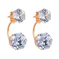 thumbnail image 2 of Anvazise Fashion Women Double Cubic Zirconia Drop Ear Jacket Piercing Earrings Jewelry Golden, 2 of 12