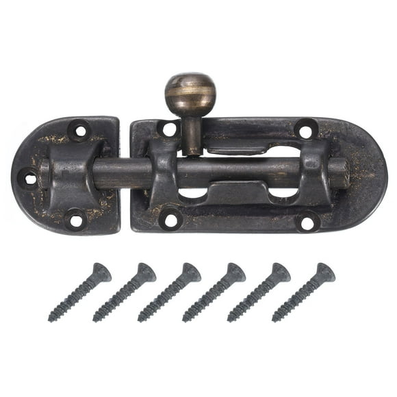 Copper Barrel Bolt Latch, Vintage Solid Brass Barrel Bolt Buckle Lock with Screws Large barn Door Latch Locks, Black