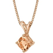 1 ct Cushion Cut Morganite Pendant Necklace in 14K Rose Gold, 18"