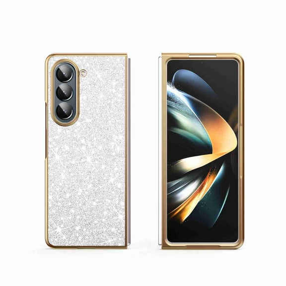 Dteck for Samsung Galaxy Z Fold 6 5G Glitter Phone Case for Women Girls, Shockproof Slim Ultra Thin Matte Back Protective Cover Crystal Bling Case, Silver