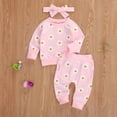 thumbnail image 3 of Musuos Newborn Baby Clothes Set, 6 9 12 18M Floral Printed Sweatshirts Tops+Pants+Bow Headband Outfit, 3 of 8