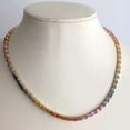 thumbnail image 4 of Multi Sapphire Emerald Cut Ombre Rainbow Necklace,Tennis Necklace,Sapphire Choker Tennis Chain Necklace, Necklace For Women, 4 of 7