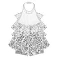 thumbnail image 4 of TiaoBug Kids Girls Shiny Sequins Latin Jazz Leotard Halter Tassel Mini Dress Hip Hop Dance Bodysuit Silver 14, 4 of 7