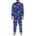 thumbnail image 3 of Mens Pajamas Set - Winter Moose Deer Snowflakes Blue Comfy Long Sleeve Button Up Pajama Sets for Men 2 Piece, Soft Sleepwear Nightwear Pjs Lounge Sets for Men with Pockets, 3 of 5
