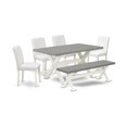 thumbnail image 6 of East West Furniture X-Style 6-piece Wood Dining Set in Linen White/Cement, 6 of 10