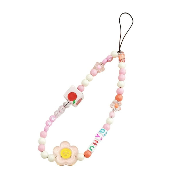 Pulsera de cuentas, llavero, correa para teléfono, llaveros multifuncionales y bonitos. Cadena de flores de la sonrisa