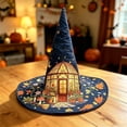 thumbnail image 2 of Halloween Print Halloween Witch Hat for Women Halloween Print Quilted Pointed Tall Wide Brim Costume Wizard Cap Cosplay Party, 2 of 3